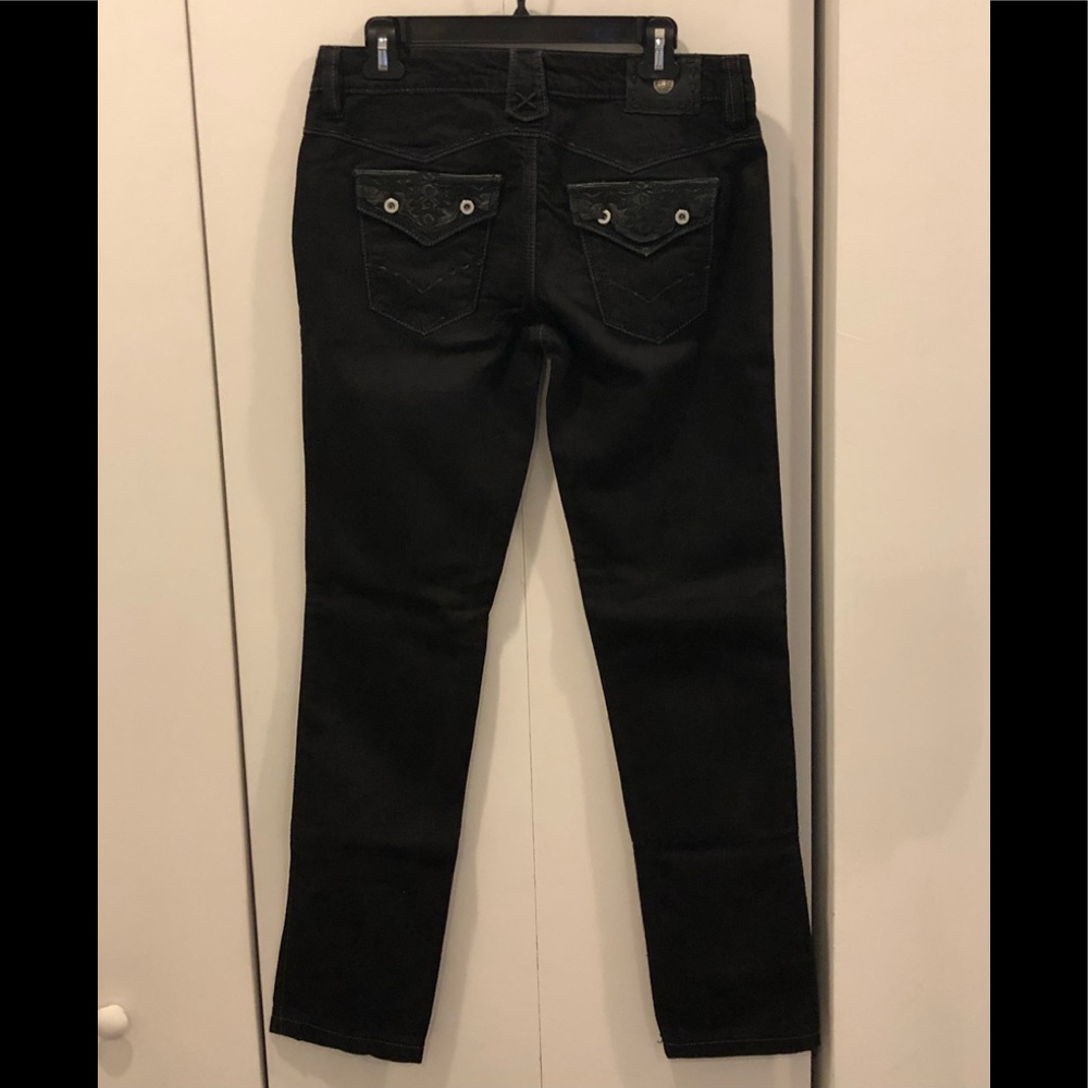 Antik Denim Black Jeans with Leather pockets